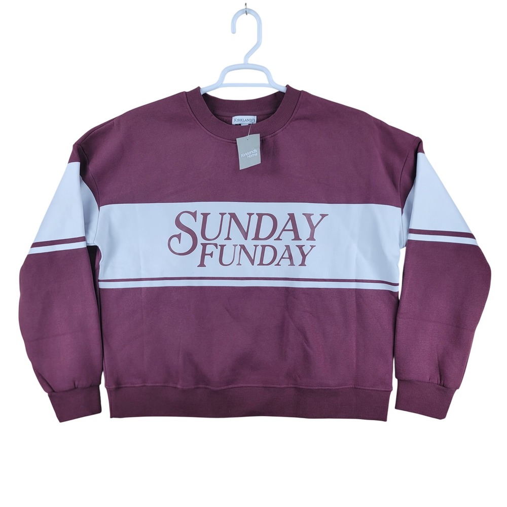 Kirkland's Home Sweatshirt Women Large Burgundy Sunday Funday Graphic Pullover